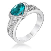 Oval 1.60ct Aquamarine & White Topaz Ring