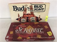 BUD LIGHT CHECKERS, SCRABBLE GAME,