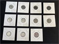 Collection of Eleven Canadian 10C Coins