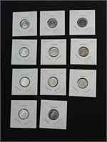 Collection of 11 Canadian 10C Coins