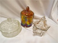 Indiana Glass Colonial Covered Sugar Dish & AVON
