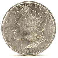1891-P Morgan Silver Dollar -AU