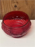 Red painted punch bowl