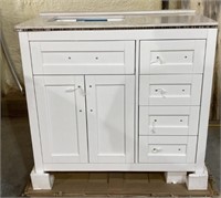 4 Drawer White Vanity, 1 sink,