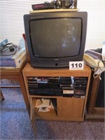 TV STAND, TAPES & ELECTRONICS