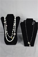 Black and White Chanel Logo Necklaces