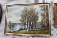 River Side Painting on Canvas by H. Rading
