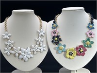 Vintage Jewelry  Enameled Flower Necklaces