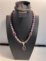 .925 Jay King Purple Agate 12" Necklace-China