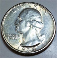 1935 Washington Silver Quarter AU/BU