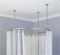 32" Round Solid Brass Shower Curtain Rod In Chrome