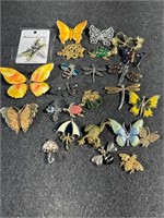 Butterfly, Dragonfly, Bee, Turtle pins