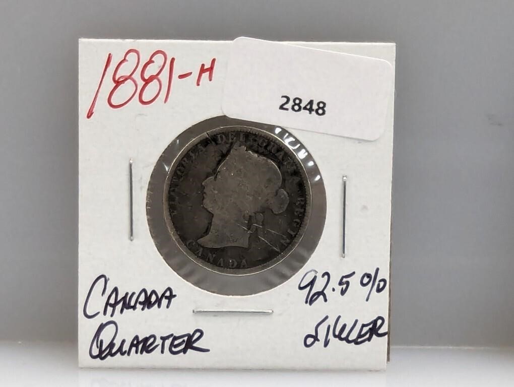 1881-H .925 Silver Canada Quarter