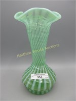 Fenton 8" green opal swirl vase