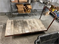 Wood Flat Bed Warehouse Cart