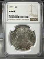 1887 Silver Morgan Dollar NGC MS63