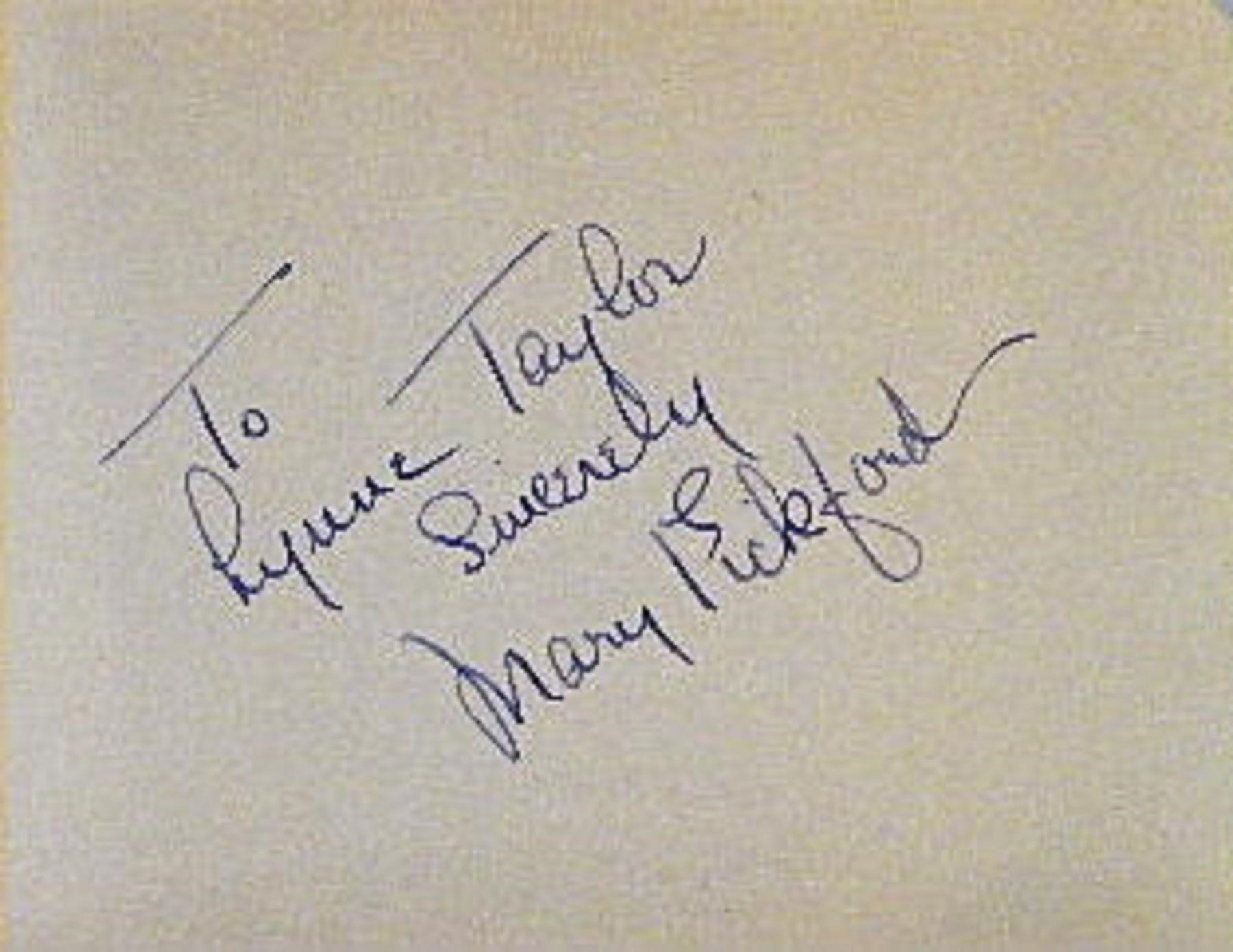 Mary Pickford signature slip