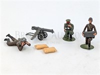 (4 PCS) AYLMER LEAD SOLDIERS, W/ SAND BAGS