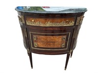 FRENCH MARBLE TOP HALF ROUND COMMODE