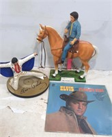 Elvis Figurine, Decantor, & LP Record