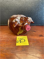 VTG 1957 Hull pottery brown drip Corky Pig bank