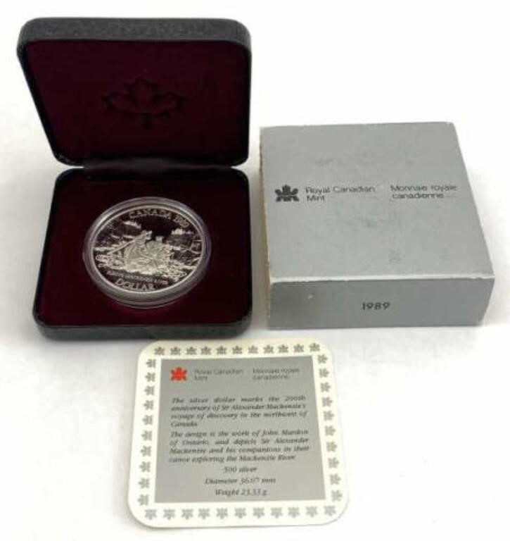 1989 Canada Fleuve Mackenzie River Silver Coin
