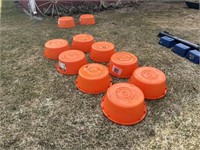 8 Orange Plastic Utility Tubs 19" x 9"`