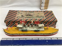 Vintage Wooden Toy Ship w/ Original Box, 9 1/2”L