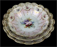 (3) 19th C. Hand Painted Porcelain Nesting Bowls