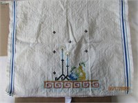 Vintage Embroidered Tea Towel Candles