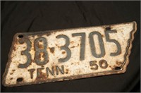 1950 Tennessee License Plate State Shaped