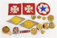 Group of WWII U.S. Military Patches, Pins,