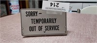 Bell System Telephone "Out of Service" Sign Topper