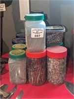 Jars of assorted nails