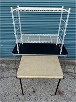 Wire Rack & Folding Table Lot