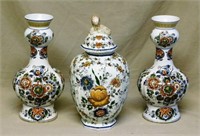 Polychrome Delft Ginger Jar and Vases