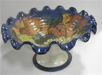 7" Tall Hand Painted Pottery Fruit Bowl