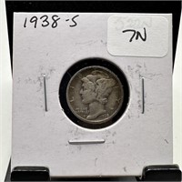 1938-S MERCURY SILVER DIME