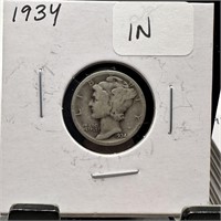 1934 MERCURY SILVER DIME