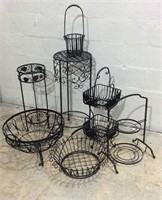 Collection of Metal Baskets and Stands M8B