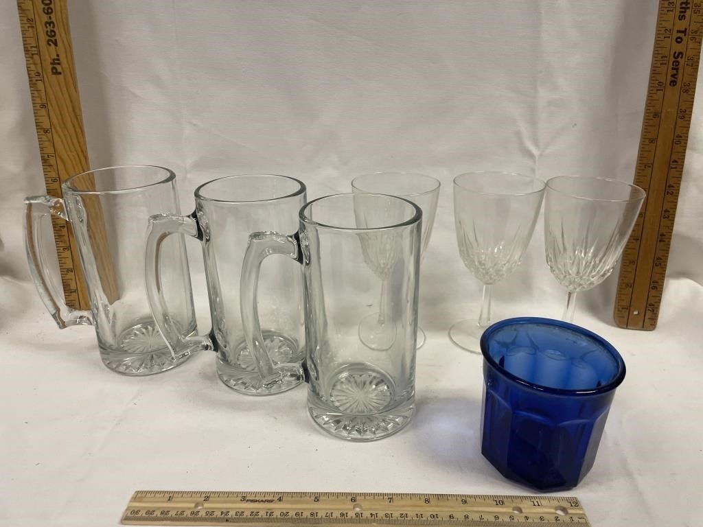 Glass mugs and cups