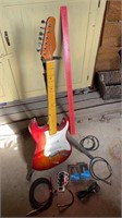 Electric Guitar, Stand, Parts, & Cords