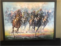 Framed Painting of race Horses Signed M. Harold