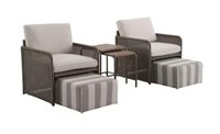 Vista Bluff 6 Piece Conversation Set-Beige & Grey