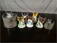 (5) Ceramic Butterfly Bells And (2) Swarovski