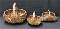 3 Vintage Handled Baskets