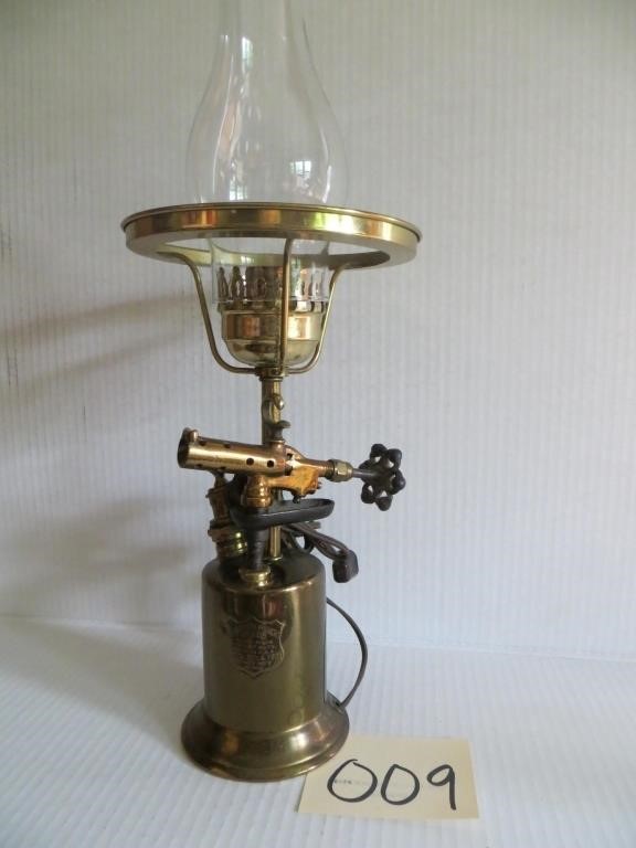 Brass Blow Torch Converted to an Electric Lamp (No