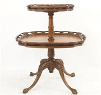 2 Tier Mahogany pedestal table