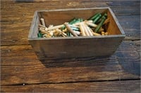 Vintage Clothes Pins in Wooden Box