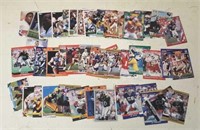 Stack of football cards.